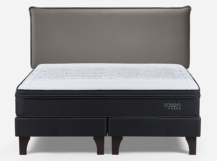 JUEGO DE DORMITORIO ROSEN CAMA EUROPEA TEMPO BD 2 PLAZAS + RESPALDO MAURICE GRIS - 1