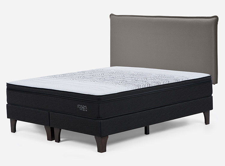 JUEGO DE DORMITORIO ROSEN CAMA EUROPEA TEMPO BD 2 PLAZAS + RESPALDO MAURICE GRIS - 2