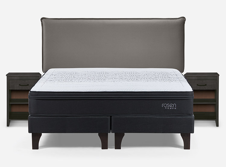 JUEGO DE DORMITORIO ROSEN CAMA EUROPEA TEMPO KING + SET MAURICE GRIS - 1