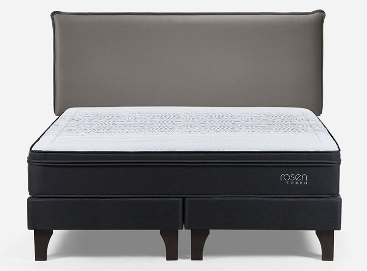 JUEGO DE DORMITORIO ROSEN CAMA EUROPEA TEMPO KING + RESPALDO MAURICE GRIS - 1