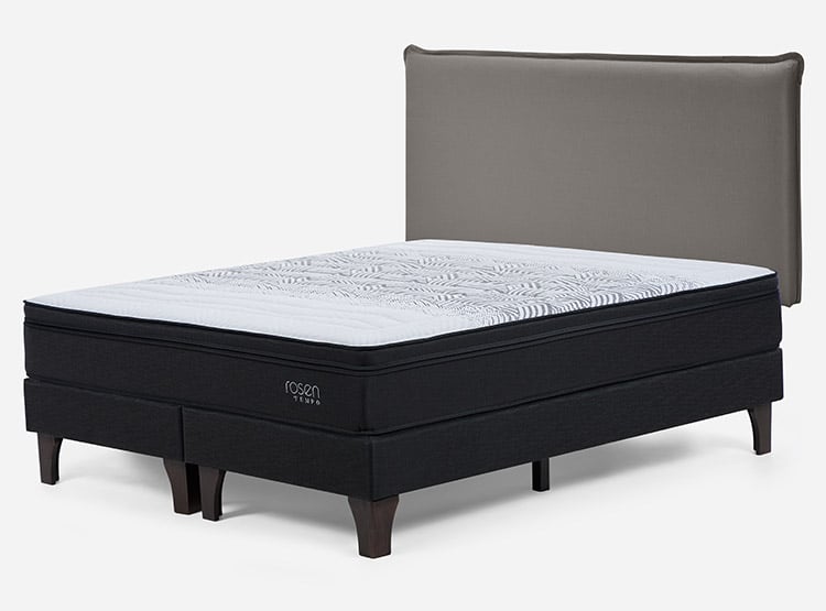 JUEGO DE DORMITORIO ROSEN CAMA EUROPEA TEMPO KING + RESPALDO MAURICE GRIS - 2