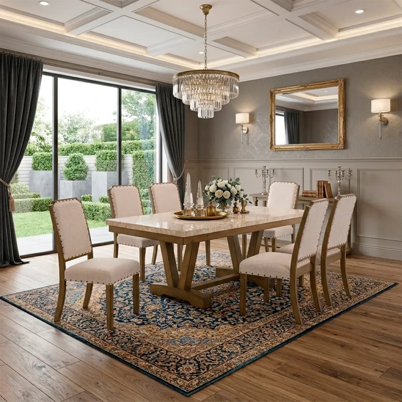 JUEGO DE COMEDOR RIPLEY HOME HAGEN MARMOL GENUINO 6 SILLAS - 1