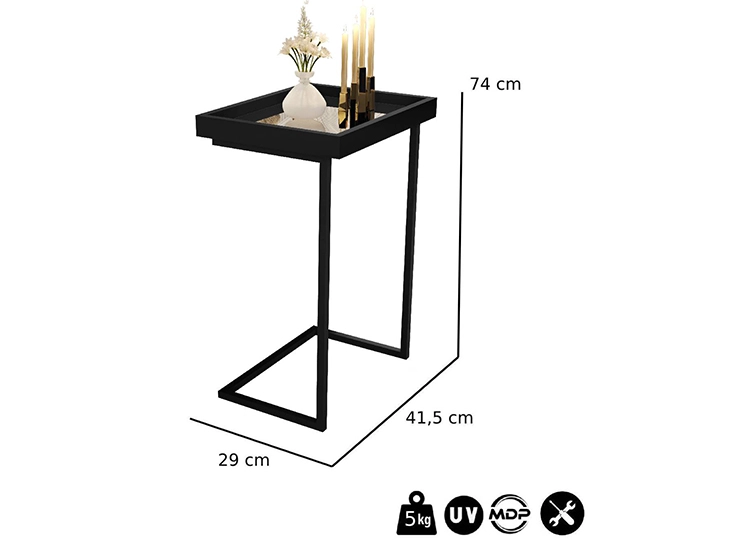 MESA LATERAL BE DESIGN LUXOR METAL 41.5 X 29 CM - 3