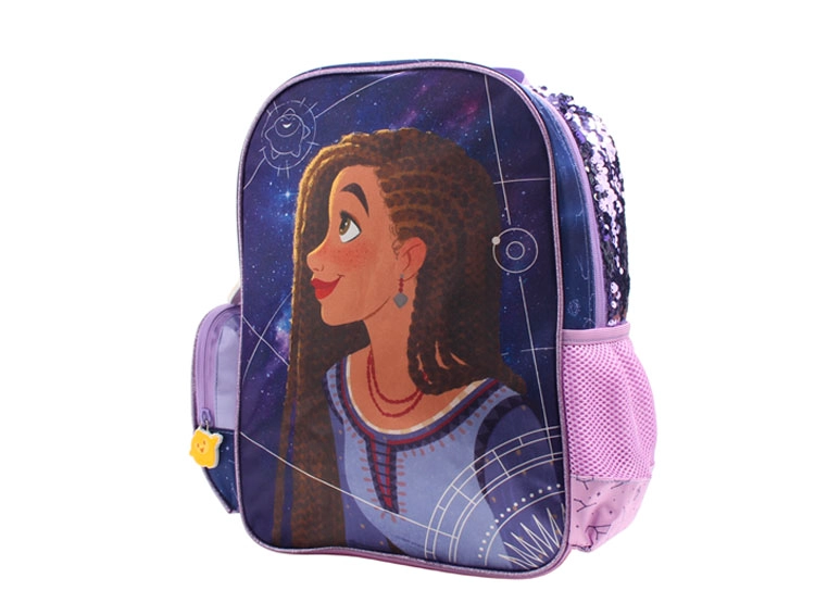 MOCHILA ESCOLAR DISNEY WISH LENTEJUELAS MORADO - 1