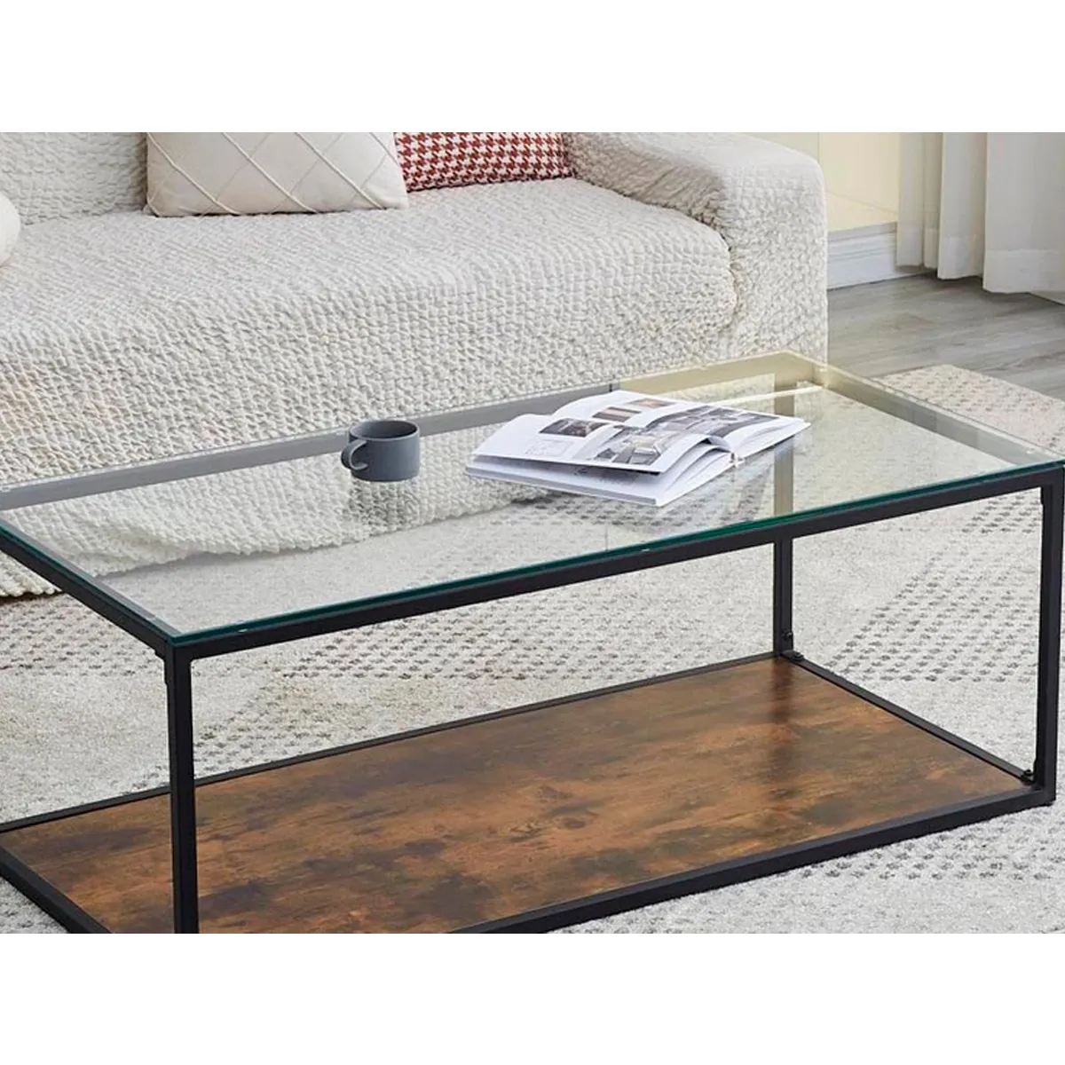 MESA DE CENTRO RIPLEY HOME PENÉLOPE METAL CAFÉ 120 X 60 CM - 5