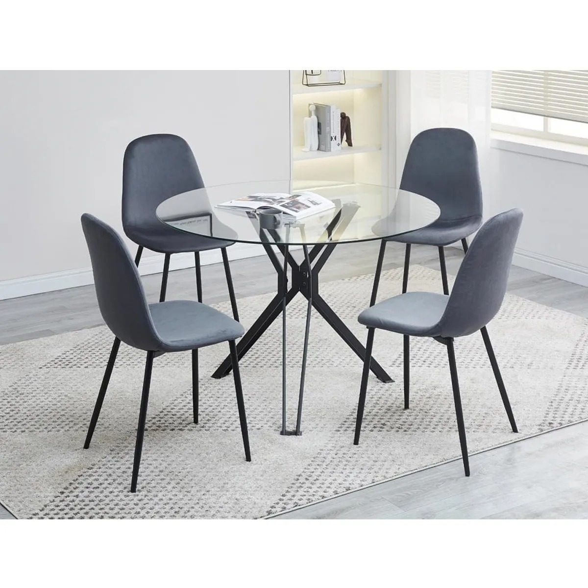JUEGO DE COMEDOR RIPLEY HOME TEXAS 4 SILLAS GRIS - 9