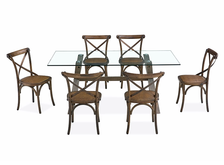 JUEGO DE COMEDOR MAISON LINETT CORSICA VIDRIO 6 SILLAS CAFÉ - 2