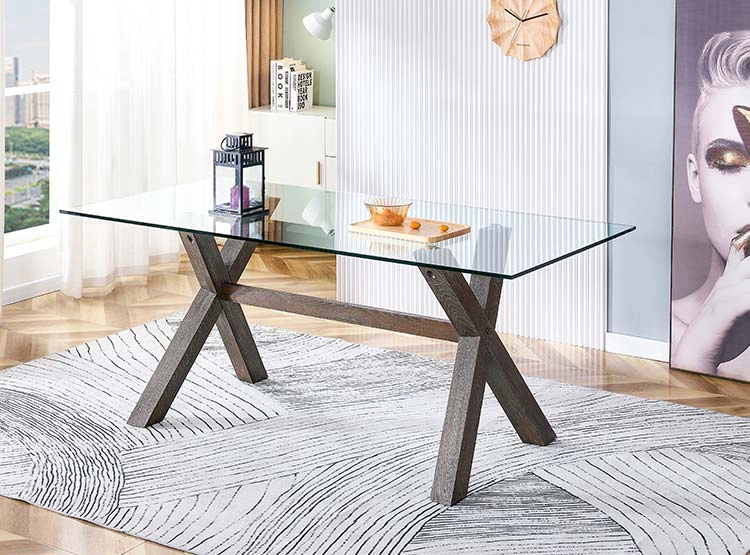 JUEGO DE COMEDOR MAISON LINETT CORSICA VIDRIO 6 SILLAS CAFÉ - 13