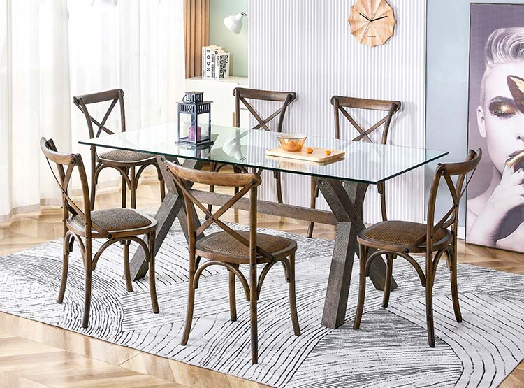 JUEGO DE COMEDOR MAISON LINETT CORSICA VIDRIO 6 SILLAS CAFÉ - 14