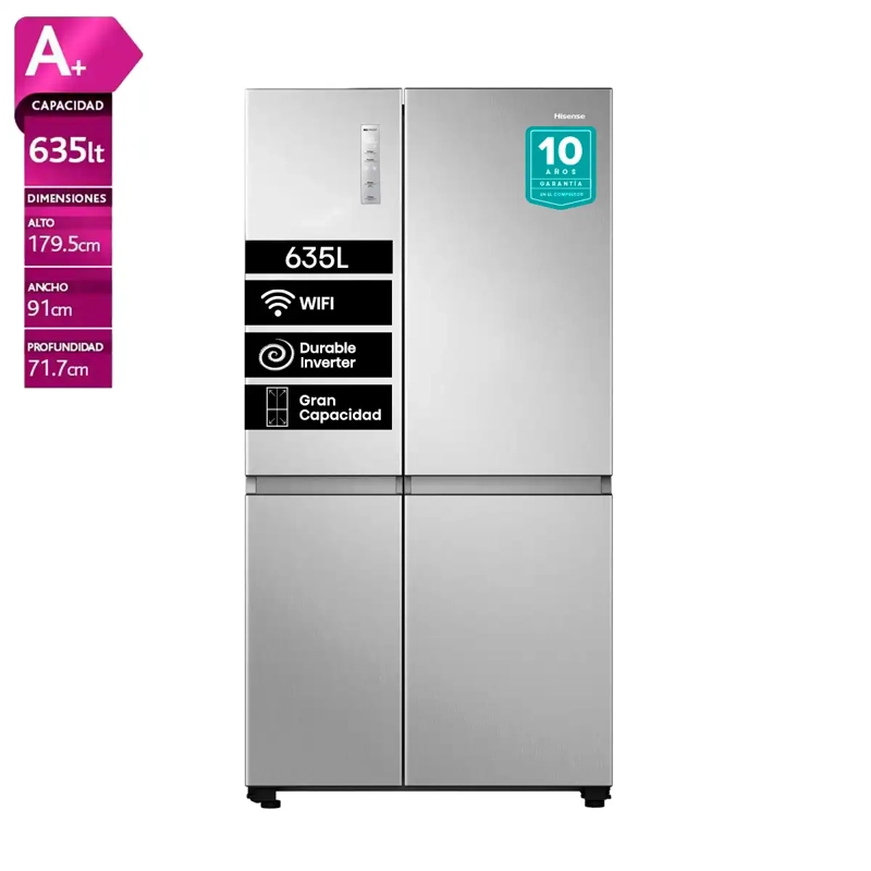 REFRIGERADOR SIDE BY SIDE HISENSE RS820NV 635L NO FROST ACERO