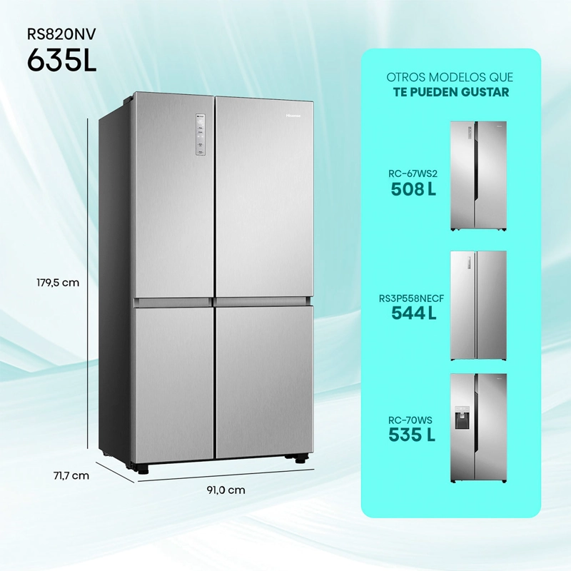 REFRIGERADOR SIDE BY SIDE HISENSE RS820NV 635L NO FROST ACERO - 3