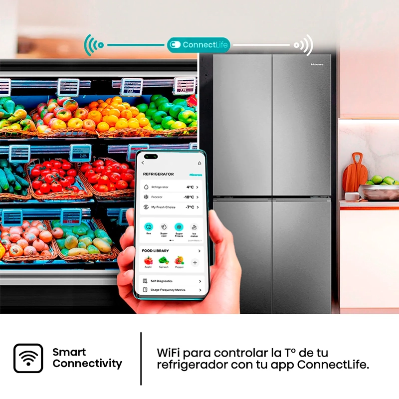 REFRIGERADOR SIDE BY SIDE HISENSE RS820NV 635L NO FROST ACERO - 8