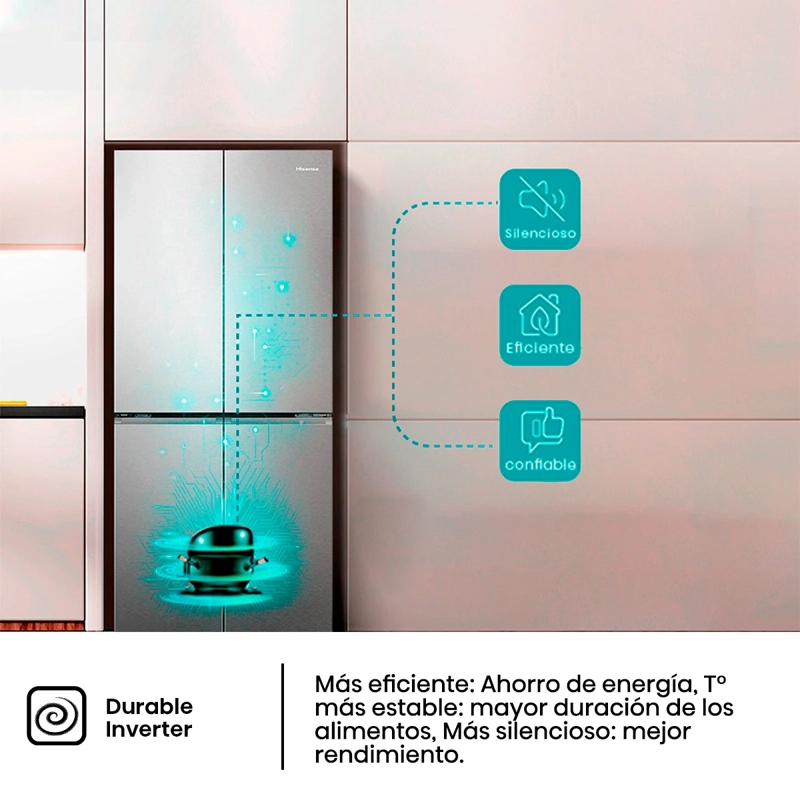 REFRIGERADOR SIDE BY SIDE HISENSE RS820NV 635L NO FROST ACERO - 9