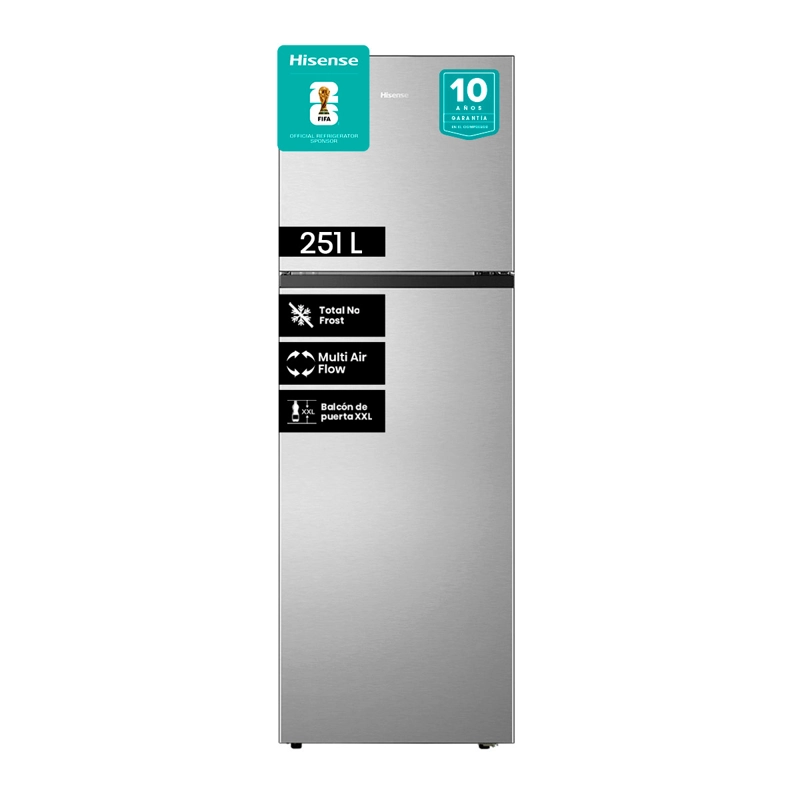 REFRIGERADOR TOP FREEZER HISENSE RT320NV 246 L NO FROST ACERO - 2