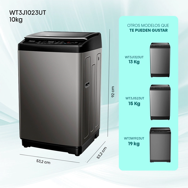 LAVADORA CARGA SUPERIOR HISENSE WT3J1023UT 10KG GRIS - 3