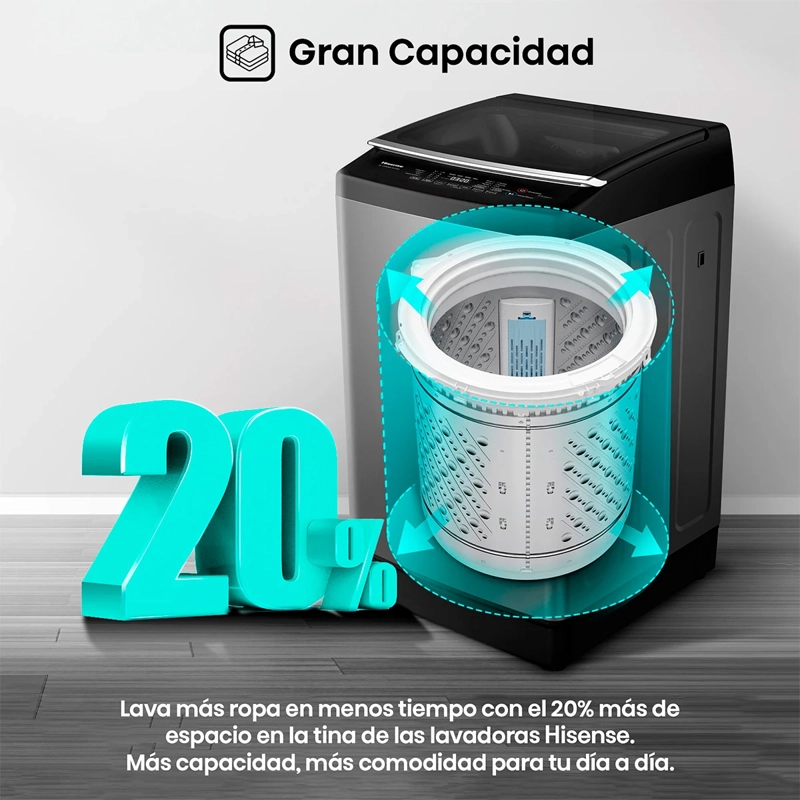 LAVADORA CARGA SUPERIOR HISENSE WT3J1023UT 10KG GRIS - 8