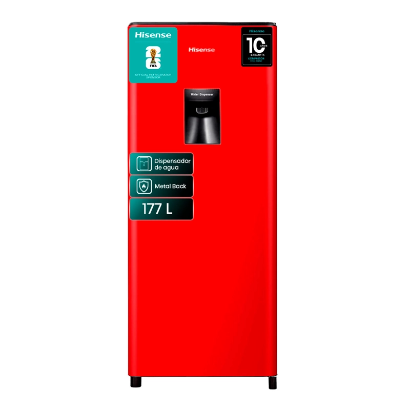 REFRIGERADOR MONOPUERTA HISENSE HRO179RD 177L FRIO DIRECTO ROJO - 2