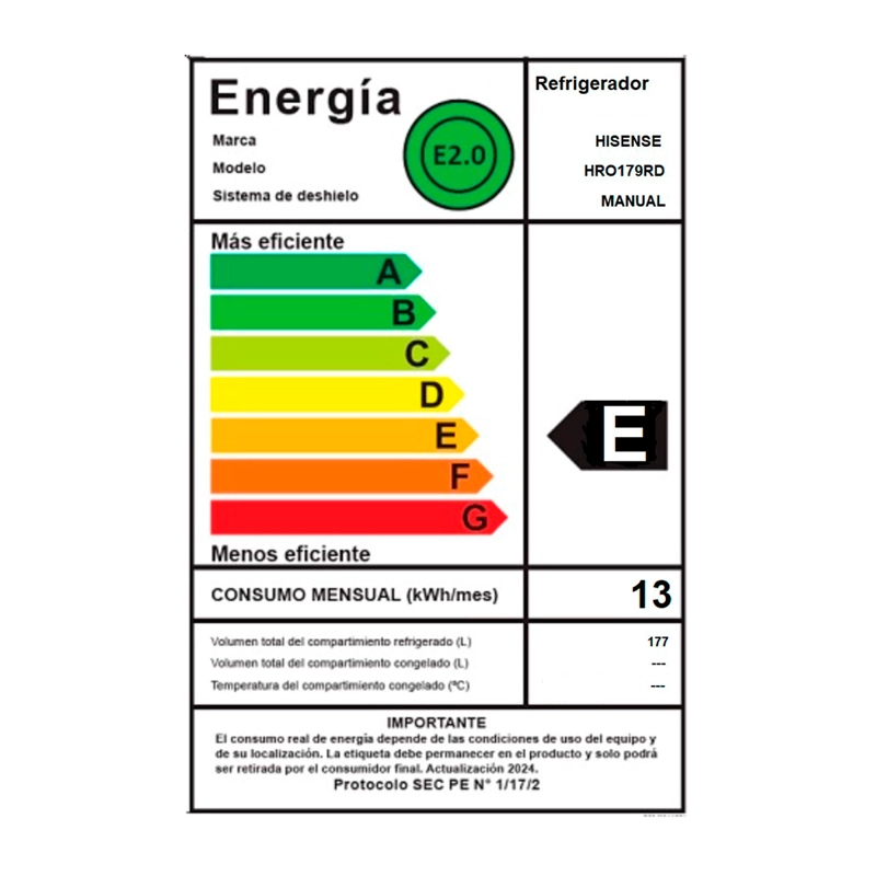 REFRIGERADOR MONOPUERTA HISENSE HRO179RD 177L FRIO DIRECTO ROJO - 11