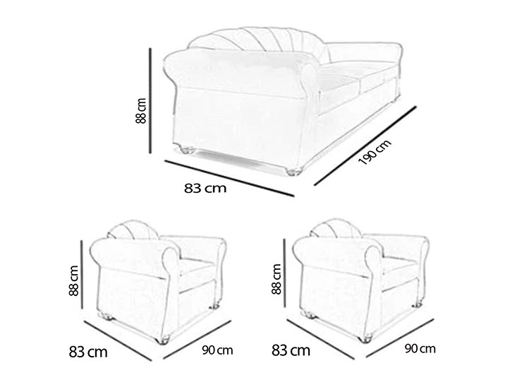 JUEGO DE LIVING ELEGANT DETAIL MARSELLA TELA PU 311 - 5