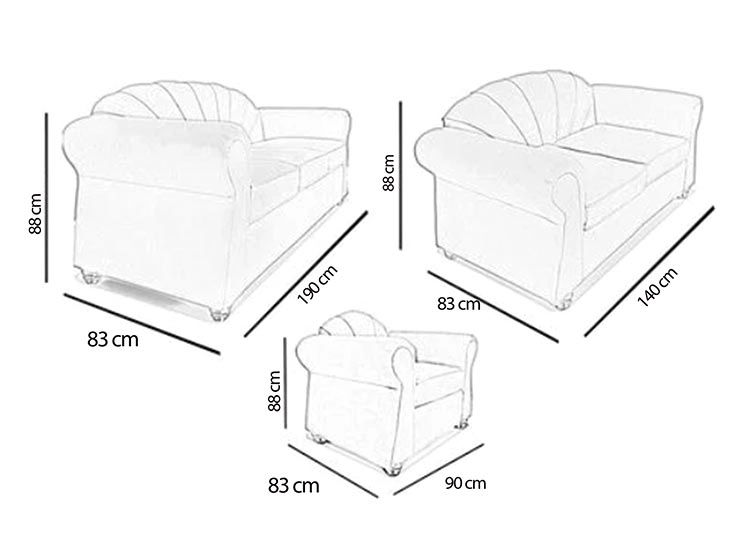 JUEGO DE LIVING ELEGANT DETAIL MARSELLA TELA PU 321 - 6