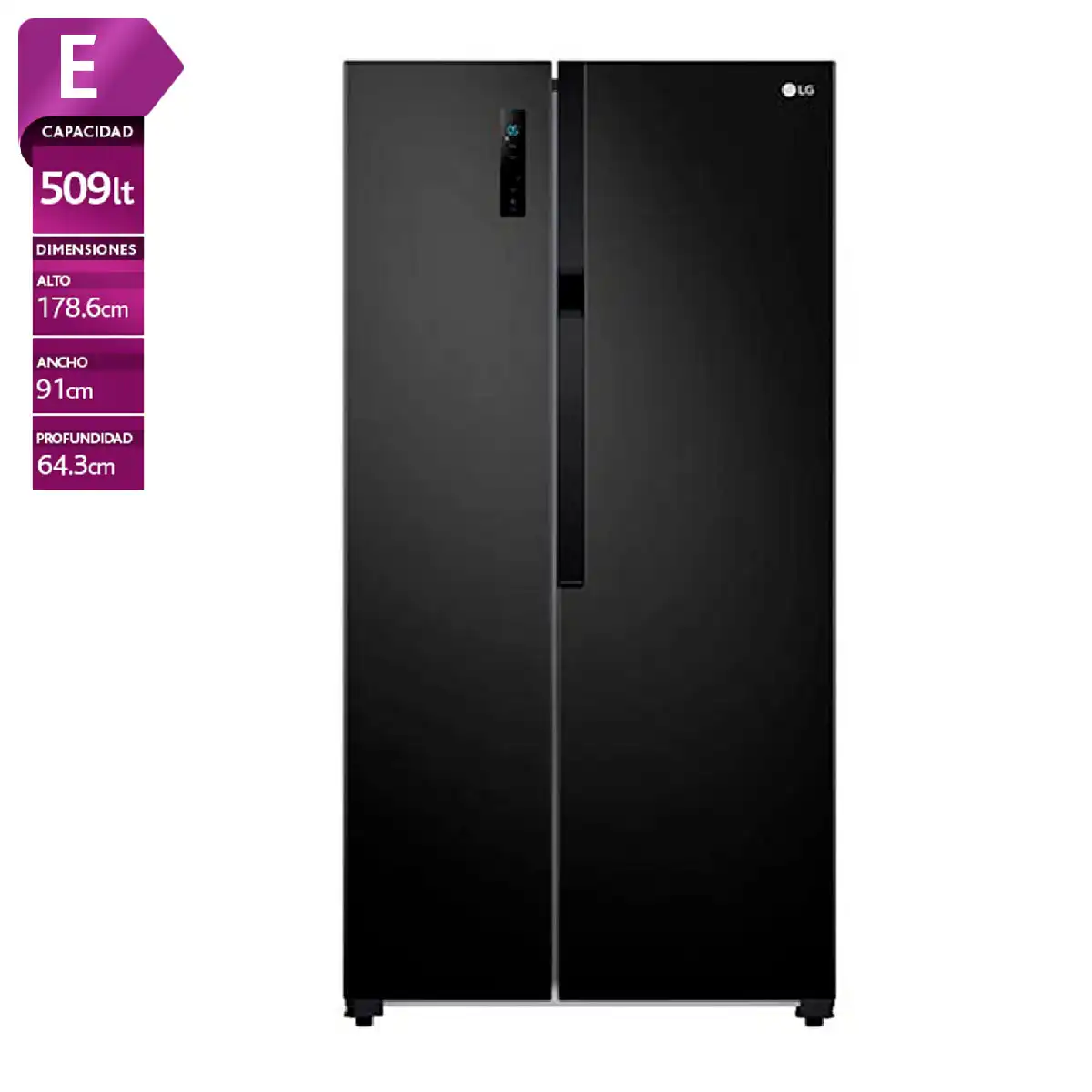 REFRIGERADOR SIDE BY SIDE LG GS51MPD 509L NO FROST NEGRO