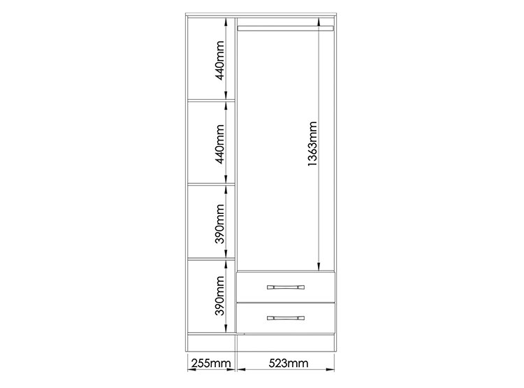 CLOSET VEKKA HOME PEQUIM DARK 3 PUERTAS 2 CAJONES NEGRO - 5