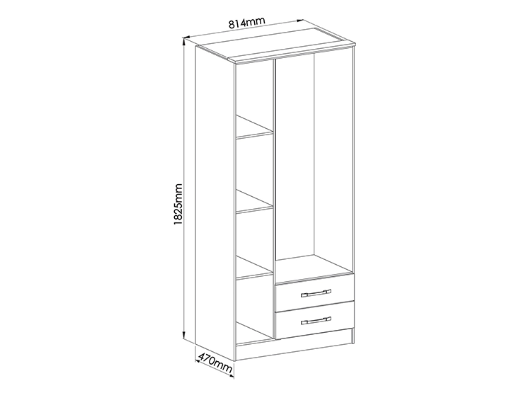 CLOSET VEKKA HOME PEQUIM DARK 3 PUERTAS 2 CAJONES NEGRO - 6