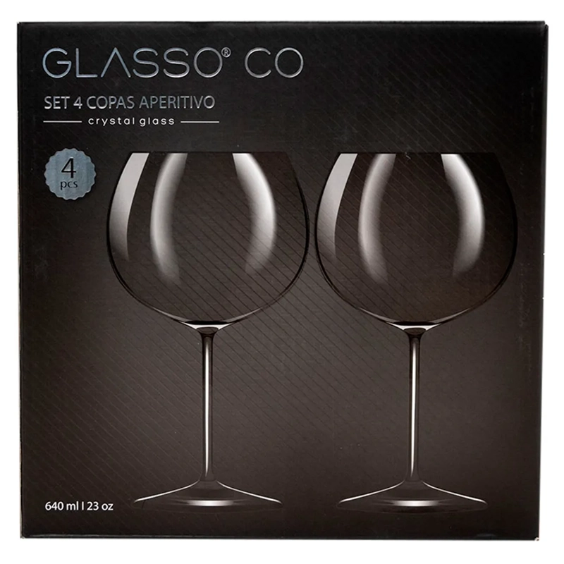 SET 4 COPAS GLASSO APERITIVO VIDRIO TRANSPARENTE - 4