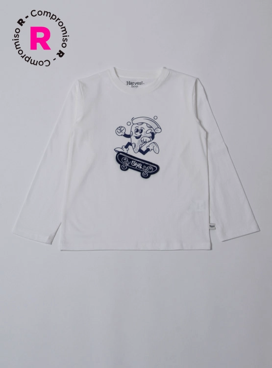 POLERA MANGA LARGA ALGODÓN NIÑO HARVEST APLICACIÓN INTERACTIVA