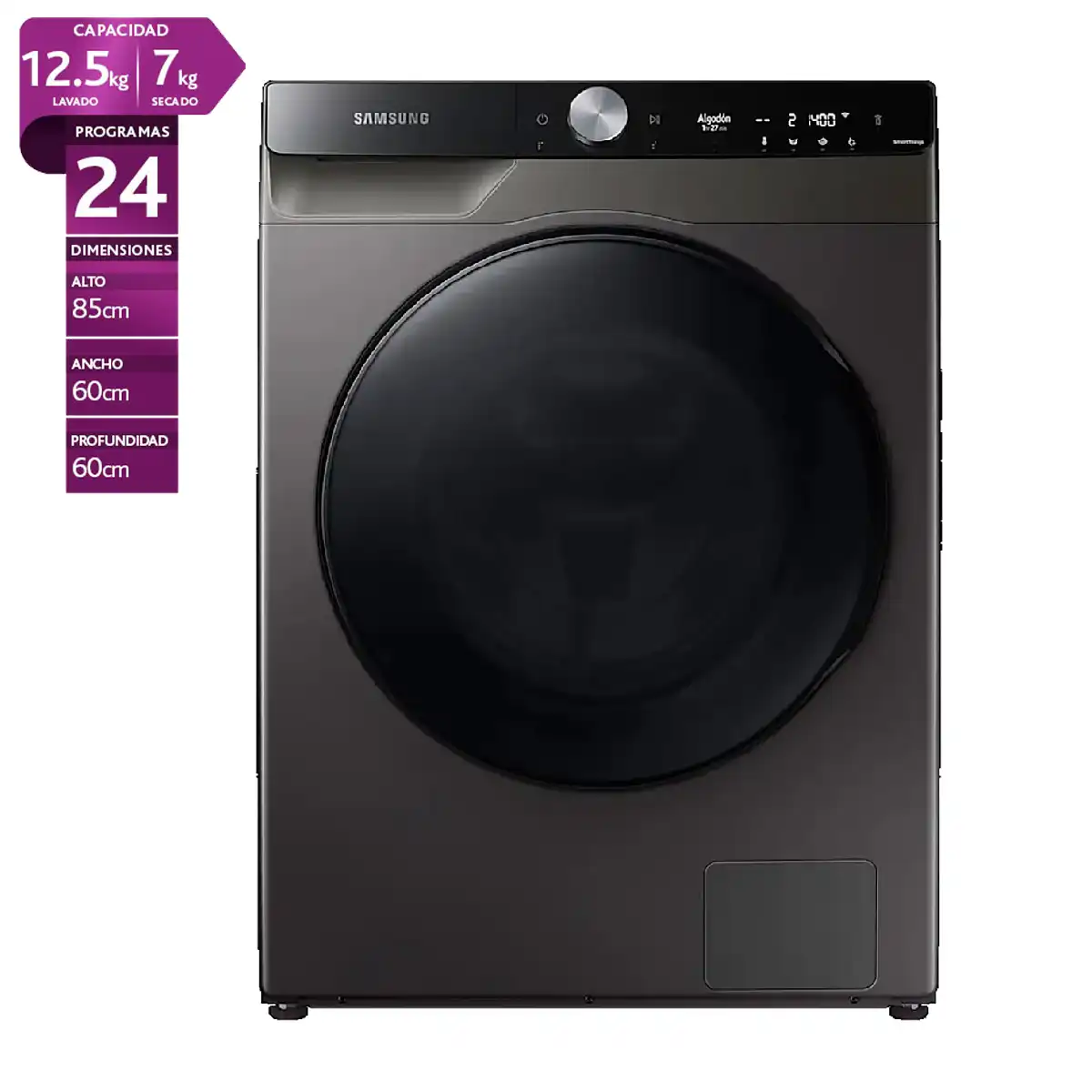 LAVADORA SECADORA SAMSUNG WD12T704DBX 12KG/7KG GRIS - 1