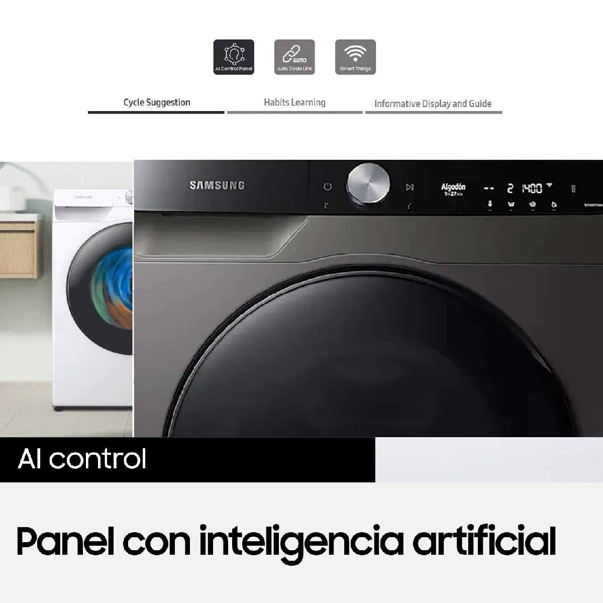 LAVADORA SECADORA SAMSUNG WD12T704DBX 12KG/7KG GRIS - 8