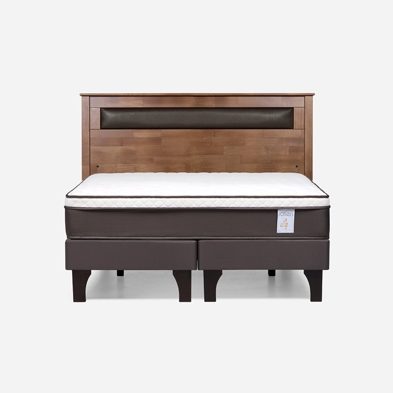 CAMA EUROPEA 2 PLAZAS NEW STYLE 4 PLUS BASE DIVIDIDA + RESPALDO FERRARA ROSEN - 1