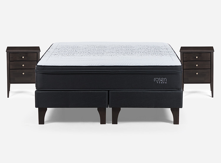 JUEGO DE DORMITORIO ROSEN CAMA EUROPEA TEMPO KING + VELADOR ISSEY GRIS - 1