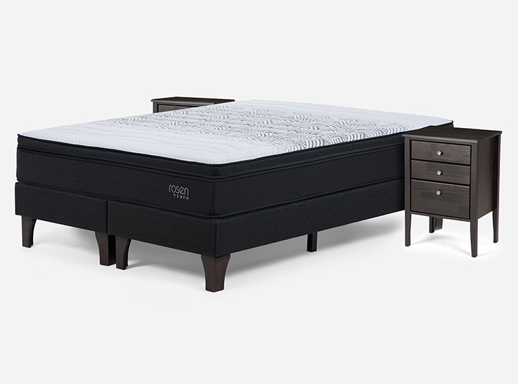 JUEGO DE DORMITORIO ROSEN CAMA EUROPEA TEMPO KING + VELADOR ISSEY GRIS - 2
