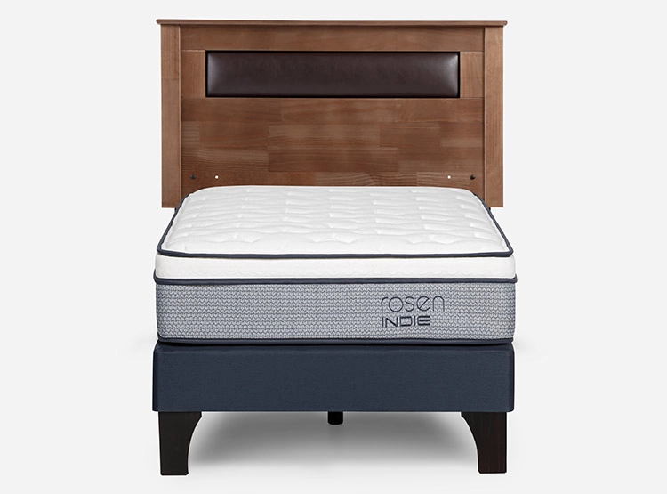 JUEGO DE DORMITORIO ROSEN CAMA EUROPEA INDIE 1.5 PLAZAS AZUL + RESPALDO FERRARA - 1