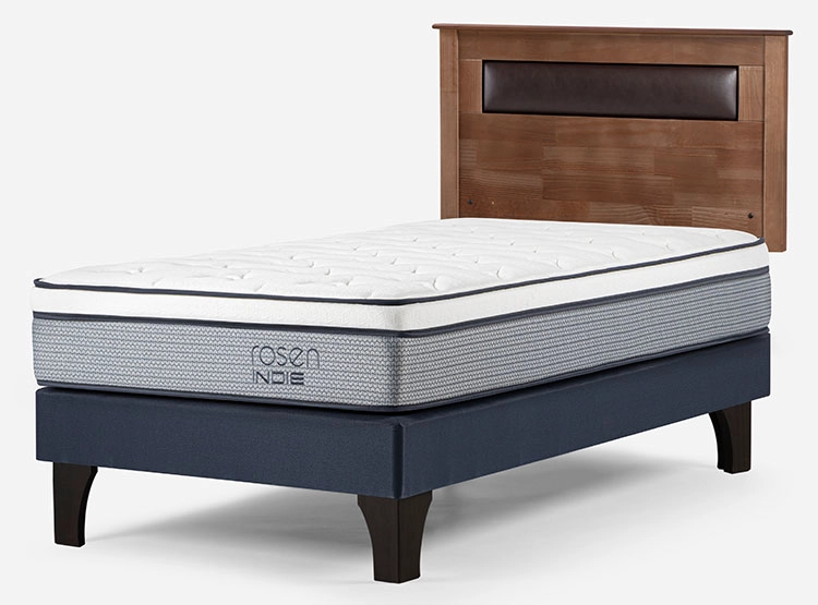 JUEGO DE DORMITORIO ROSEN CAMA EUROPEA INDIE 1.5 PLAZAS AZUL + RESPALDO FERRARA - 2