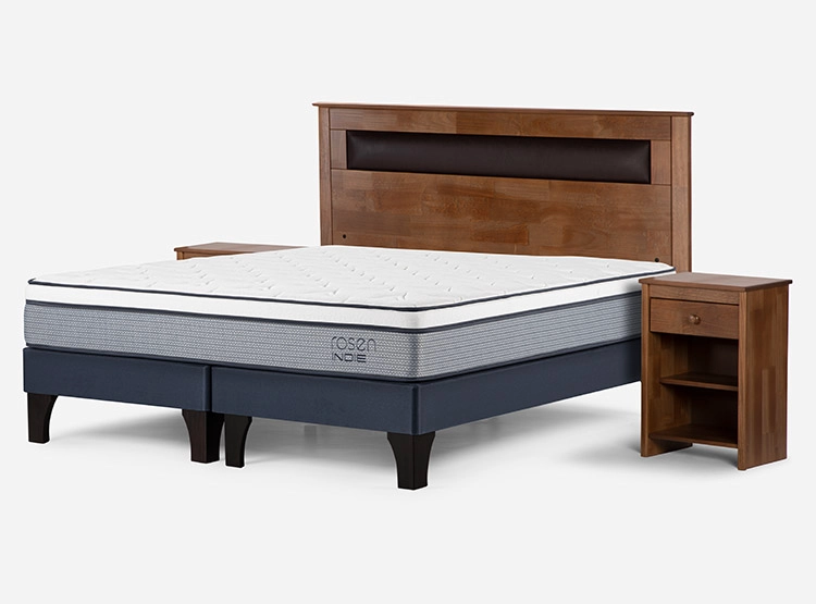 JUEGO DE DORMITORIO ROSEN CAMA EUROPEA INDIE BD 2 PLAZAS AZUL + SET FERRARA - 2
