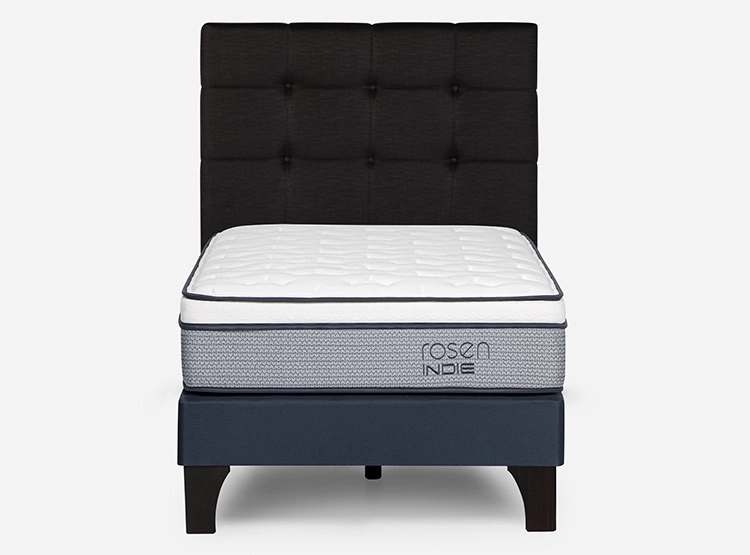 JUEGO DE DORMITORIO ROSEN CAMA EUROPEA INDIE 1 PLAZA GRIS + RESPALDO ISSEY GRAFITO