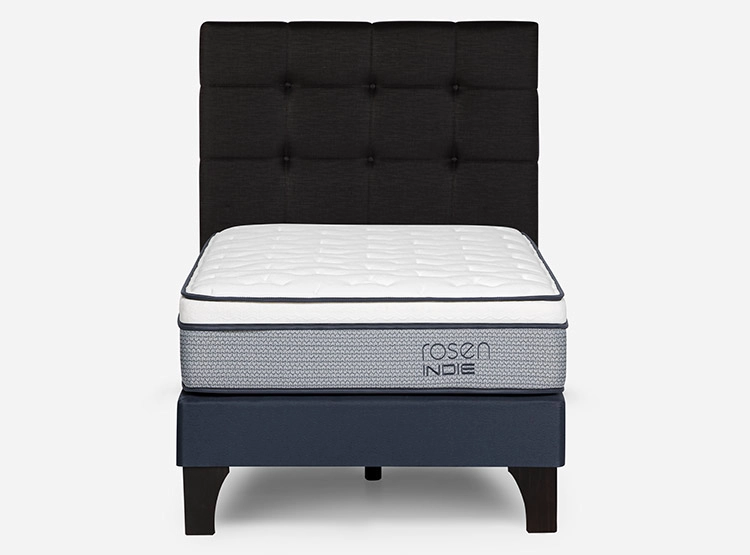 JUEGO DE DORMITORIO ROSEN CAMA EUROPEA INDIE 1.5 PLAZAS GRIS + RESPALDO ISSEY GRAFITO
