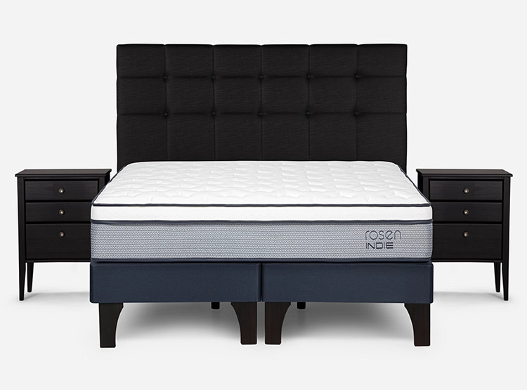 JUEGO DE DORMITORIO ROSEN CAMA EUROPEA INDIE KING AZUL + SET ISSEY GRIS - 1