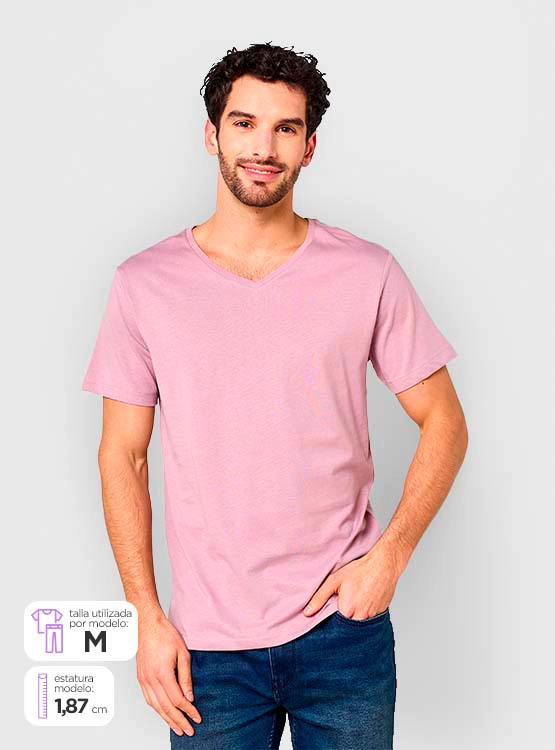 POLERA MANGA CORTA ALGODÓN HOMBRE INDEX CUELLO EN V