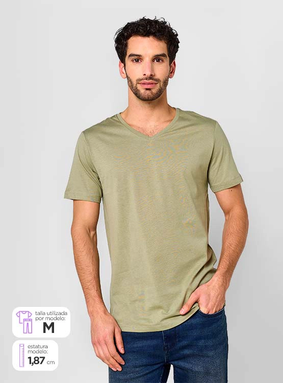 POLERA MANGA CORTA ALGODÓN HOMBRE INDEX CUELLO EN V