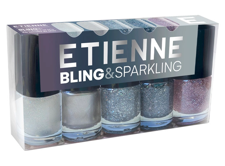 SET 5 ESMALTES DE UÑAS ETIENNE BLING SPARKLING 11 ML - 1