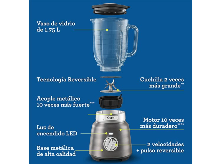 LICUADORA OSTER OSTERIZER MAX 1500W 1.75 L IZER MAX VASO VIDRIO  - 12