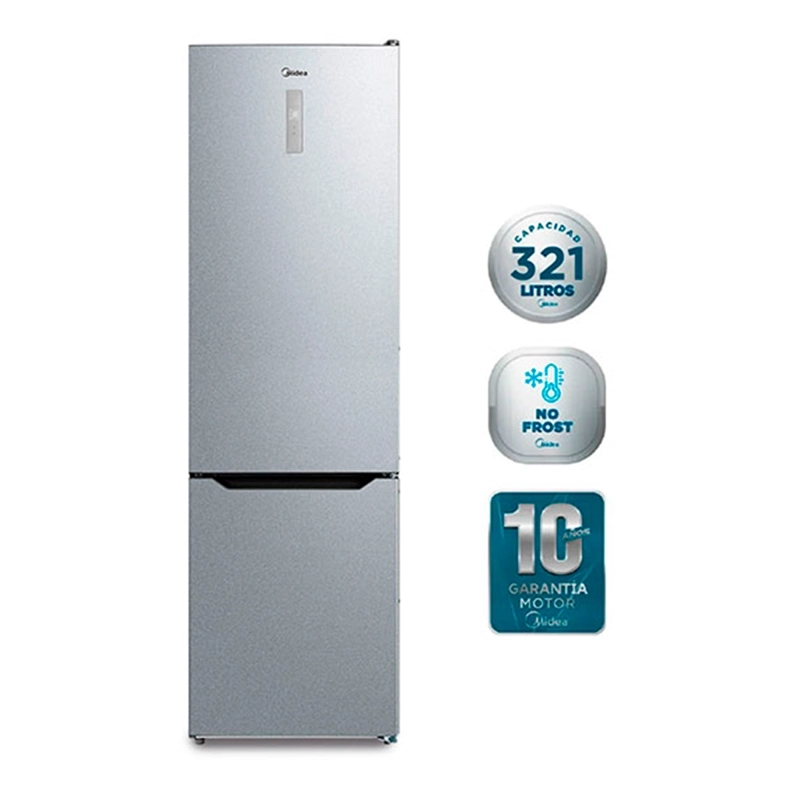 REFRIGERADOR BOTTOM FREEZER MIDEA MDRB489MTE50 330L NO FROST PLATA - 2
