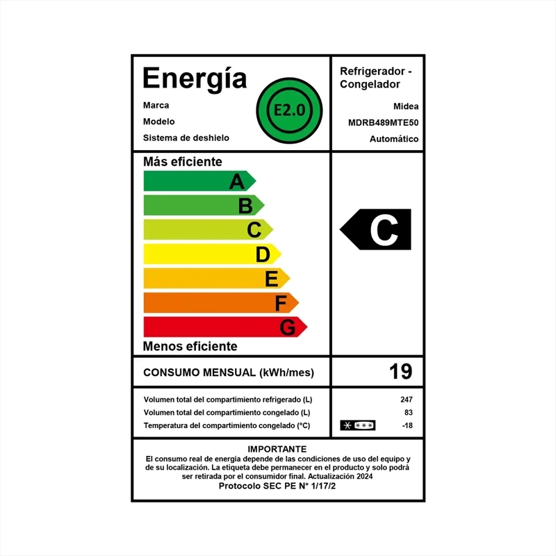 REFRIGERADOR BOTTOM FREEZER MIDEA MDRB489MTE50 330L NO FROST PLATA - 10