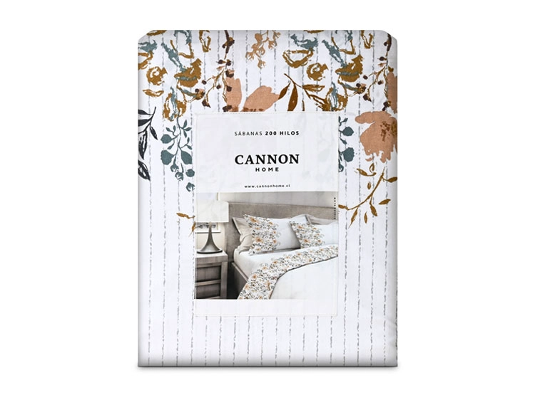JUEGO DE SÁBANAS CANNON GLOW 1.5 PLAZAS 200 HILOS BLANCO ESTAMPADO - 4