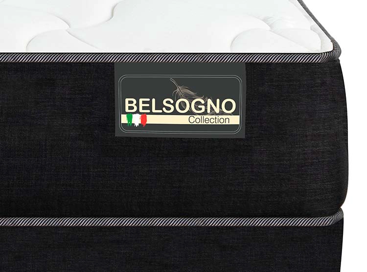 JUEGO DE DORMITORIO BELSOGNO CAMA EUROPEA IRON SMART PLUS 2 PLAZAS NEGRO + RESPALDO BLACK - 4