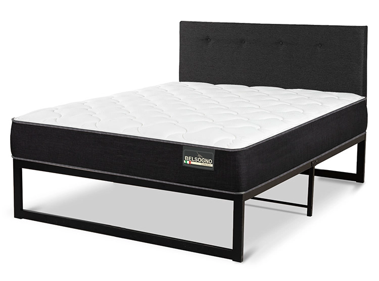 JUEGO DE DORMITORIO BELSOGNO CAMA EUROPEA IRON SMART PLUS 1.5 PLAZAS NEGRO + RESPALDO BLACK - 2