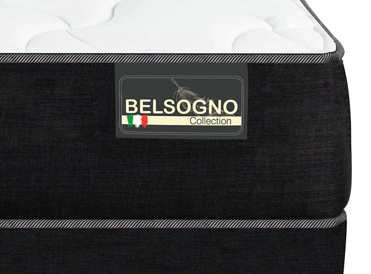 JUEGO DE DORMITORIO BELSOGNO CAMA EUROPEA IRON SMART PLUS 1.5 PLAZAS NEGRO + RESPALDO BLACK - 4